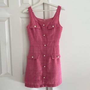 Pearls Button Tweed Dress Xs